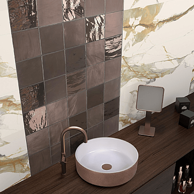 Dune Ceramica Tabarca Copper Glossy Dekoratif Karo Parlak 15x15cm - 2