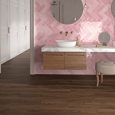 Dune Ceramica Tabarca Rosa Dekoratif Karo Parlak 7,5x23cm - 2