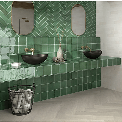 Dune Ceramica Tabarca Verde Dekoratif Karo Parlak 15x15cm - 2