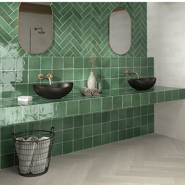 Dune Ceramica Tabarca Verde Dekoratif Karo Parlak 7,5x23cm - 2