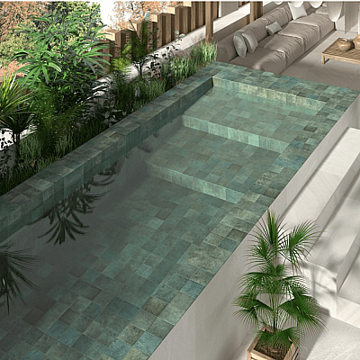 Dune Ceramica Tahiti Emerald Glossy Dekoratif Karo Parlak 14,7x14,7cm - 3