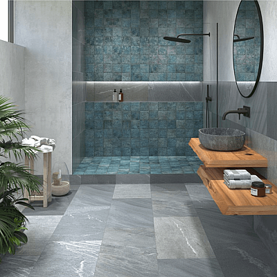 Dune Ceramica Tahiti Turquoise Glossy Dekoratif Karo Parlak 14,7x14,7cm - 2