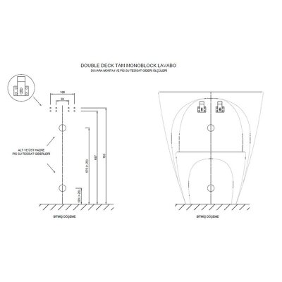 Granty T021S Çift Hazneli Yarım Monoblok Lavabo - 3