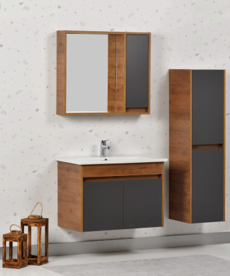 Kalay Alaska Banyo Dolabı Takımı 80cm Ceviz - KALAY