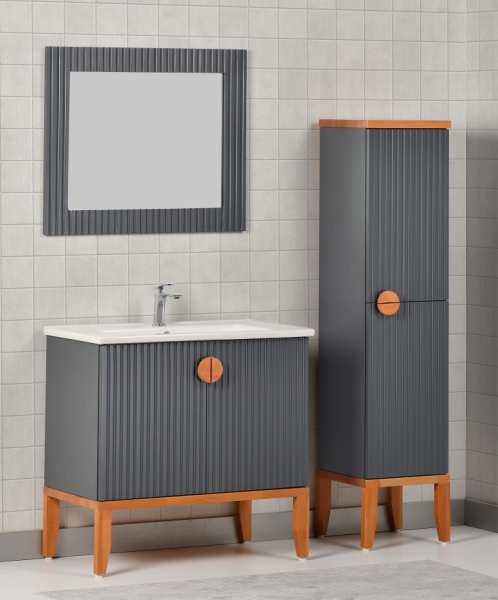 Kalay Alfa Banyo Dolabı Takımı 80cm Antrasit - 1