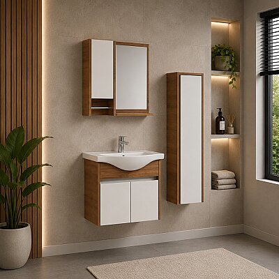 Kalay Alto Banyo Dolabı Takımı 65cm Ceviz - KALAY