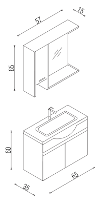 Kalay Alto Banyo Dolabı Takımı 65cm Ceviz - 3
