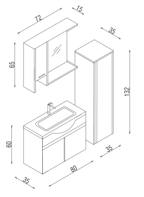 Kalay Alto Banyo Dolabı Takımı 80cm Meşe - 3