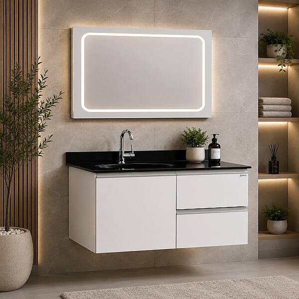 Kalay Ares Banyo Dolabı Takımı 100cm Beyaz - 1