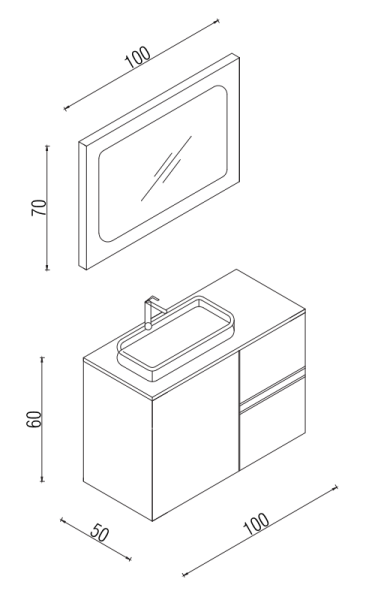 Kalay Ares Banyo Dolabı Takımı 100cm Beyaz - 3