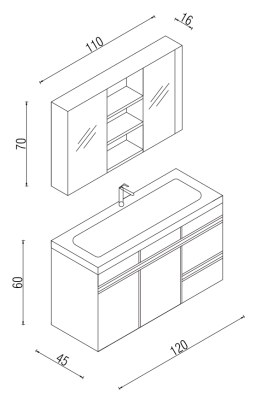 Kalay Arya Banyo Dolabı Takımı 120cm Meşe - 3