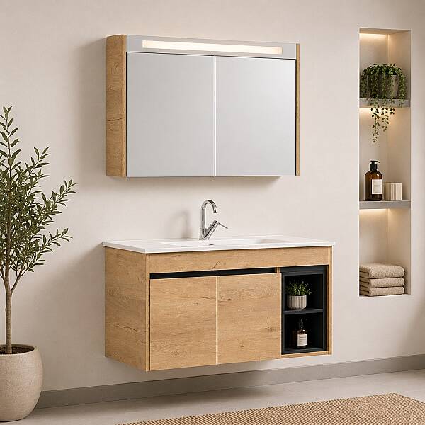 Kalay Athena Banyo Dolabı Takımı 100cm Meşe - 1