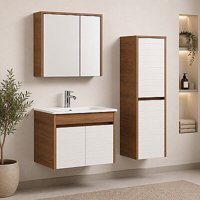 Kalay Beyda Banyo Dolabı Takımı 65cm Beyaz - KALAY