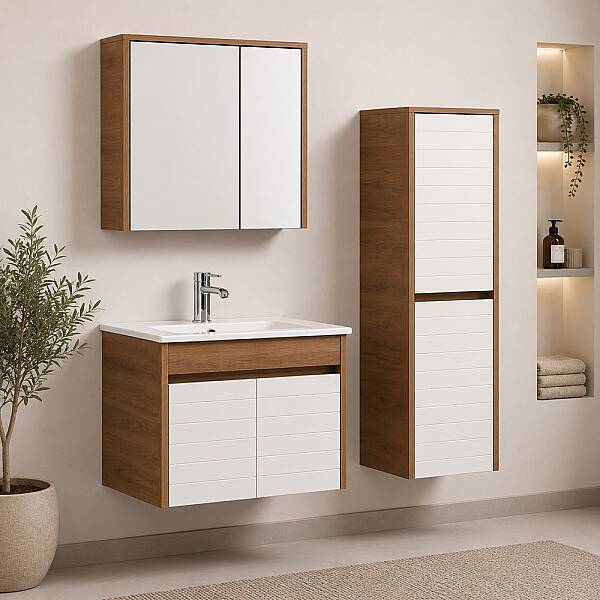 Kalay Beyda Banyo Dolabı Takımı 65cm Beyaz - 1