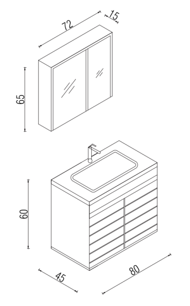 Kalay Beyda Banyo Dolabı Takımı 80cm Beyaz - 3