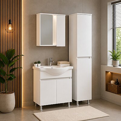 Kalay Buse Banyo Dolabı Takımı 65cm Beyaz - KALAY