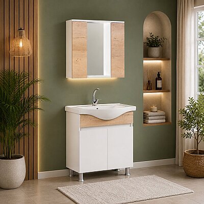 Kalay Buse Banyo Dolabı Takımı 80cm Veli Meşe - KALAY