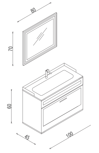 Kalay Efes Banyo Dolabı Takımı 100cm Beyaz - 3