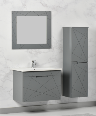 Kalay Geo Banyo Dolabı Takımı 85cm Gri - KALAY