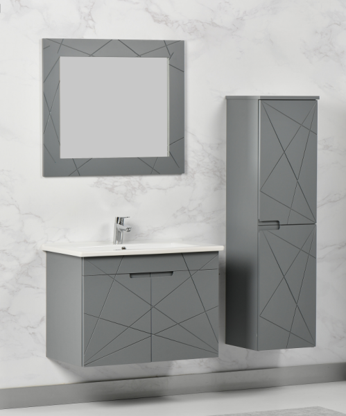 Kalay Geo Banyo Dolabı Takımı 85cm Gri - 1
