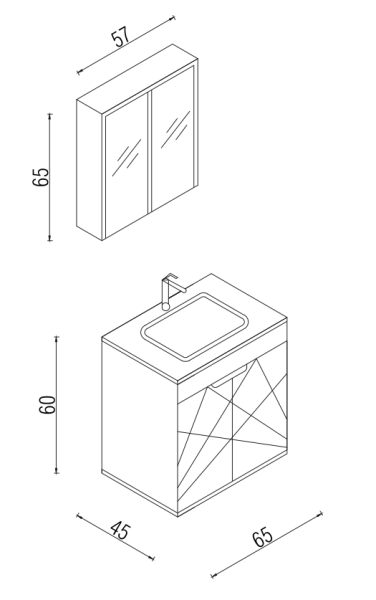 Kalay Giza Banyo Dolabı Takımı 65cm Beyaz - 3