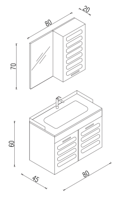Kalay Hürmüz Banyo Dolabı Takımı 80cm Beyaz - 3