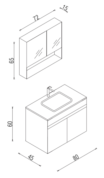 Kalay Kayra Banyo Dolabı Takımı 80cm Sacromento Meşe - 3