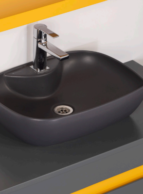 Kalay Libra Banyo Dolabı Takımı 90cm Antrasit-Hardal - 2