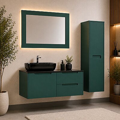 Kalay Lilyum Banyo Dolabı Takımı 120cm Yeşil - KALAY