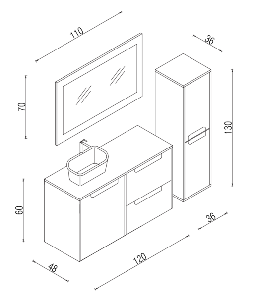 Kalay Lilyum Banyo Dolabı Takımı 120cm Yeşil - 3