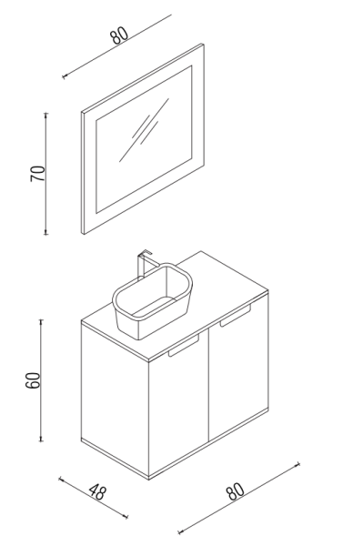 Kalay Lilyum Banyo Dolabı Takımı 80cm Cappuccino - 3