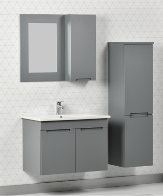 Kalay Madrid Banyo Dolabı Takımı 80cm Gri - KALAY