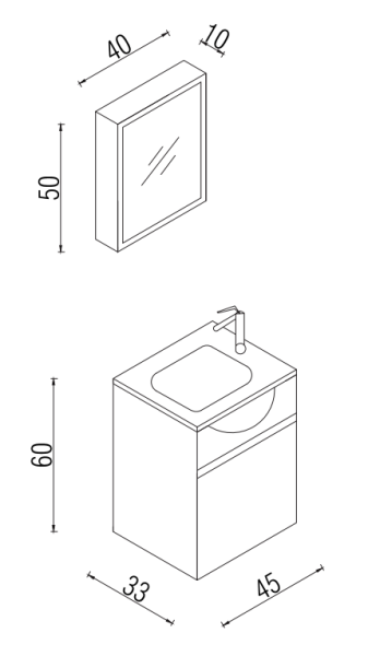 Kalay Mini Banyo Dolabı Takımı 45cm Beyaz - 3