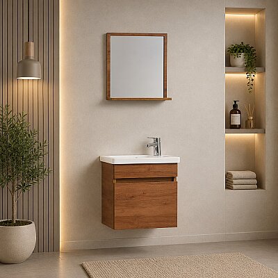 Kalay Mini Banyo Dolabı Takımı 50cm Ceviz - KALAY