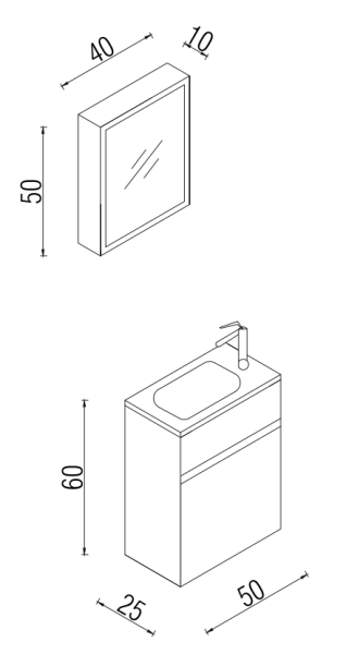 Kalay Mini Banyo Dolabı Takımı 50cm Ceviz - 3
