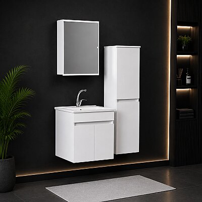 Kalay Natural Banyo Dolabı Takımı 55cm Beyaz - KALAY