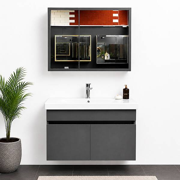 Kalay Natural Banyo Dolabı Takımı 80cm Antrasit - 2