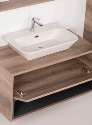 Kalay Nova Banyo Dolabı Takımı 100cm Sacromento Meşe - 2