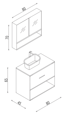 Kalay Nova Banyo Dolabı Takımı 80cm Meşe - 3