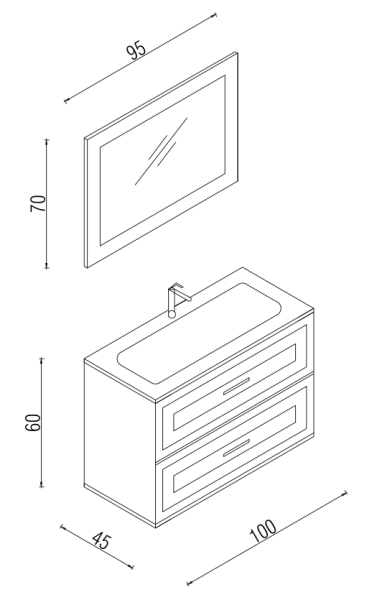 Kalay River Banyo Dolabı Takımı 100cm Beyaz - 3