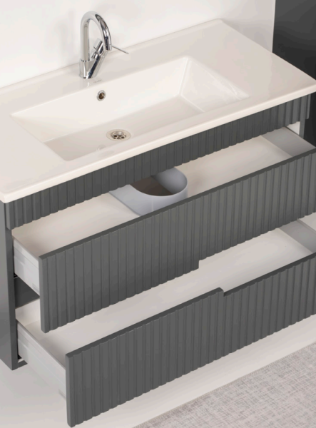 Kalay Ruby Banyo Dolabı Takımı 100cm Gri - 2