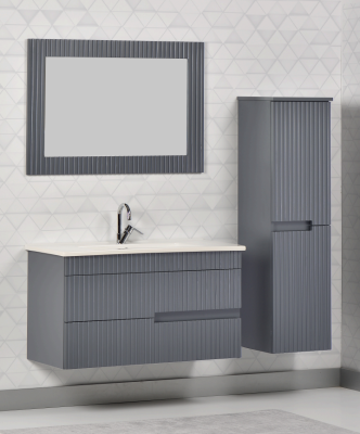 Kalay Ruby Banyo Dolabı Takımı 100cm Gri - KALAY