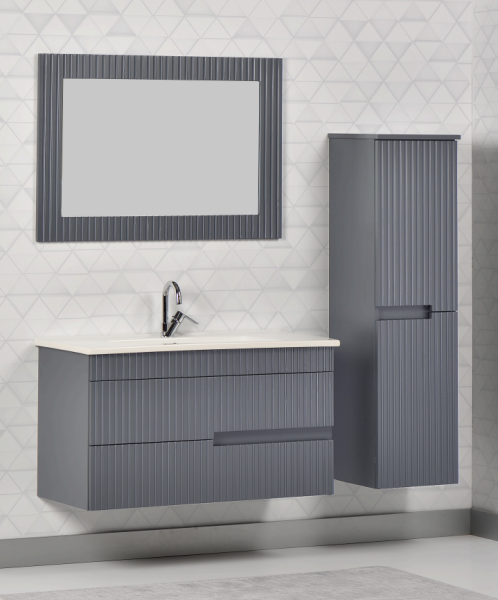 Kalay Ruby Banyo Dolabı Takımı 100cm Gri - 1
