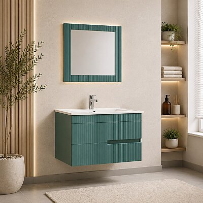 Kalay Ruby Banyo Dolabı Takımı 80cm Yeşil - KALAY