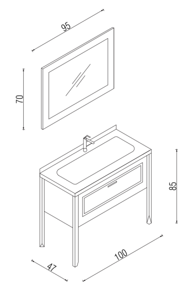 Kalay Rumba Banyo Dolabı Takımı 100cm Hardal - 3