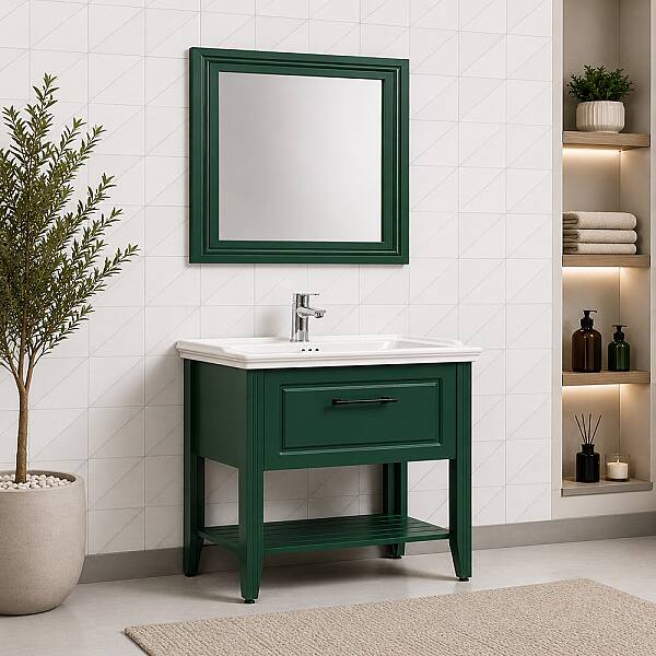 Kalay Rumba Banyo Dolabı Takımı 80cm Yeşil - 1