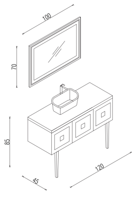 Kalay Şebboy Banyo Dolabı Takımı 120cm Beyaz - 3