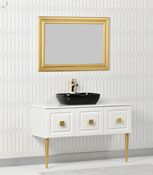 Kalay Şebboy Banyo Dolabı Takımı 120cm Beyaz - 1