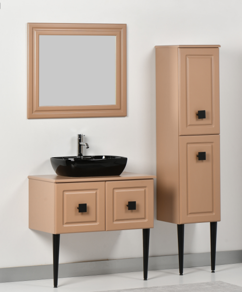 Kalay Şebboy Banyo Dolabı Takımı 80cm Cappuccino - 1