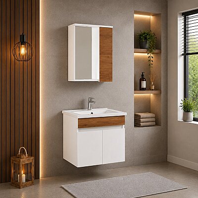 Kalay Selen Banyo Dolabı Takımı 65cm Pedro Ceviz - KALAY